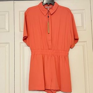 BCBGeneration Peach Shorts One Piece Jumpsuit Short Sleeves Women Size Small NWT